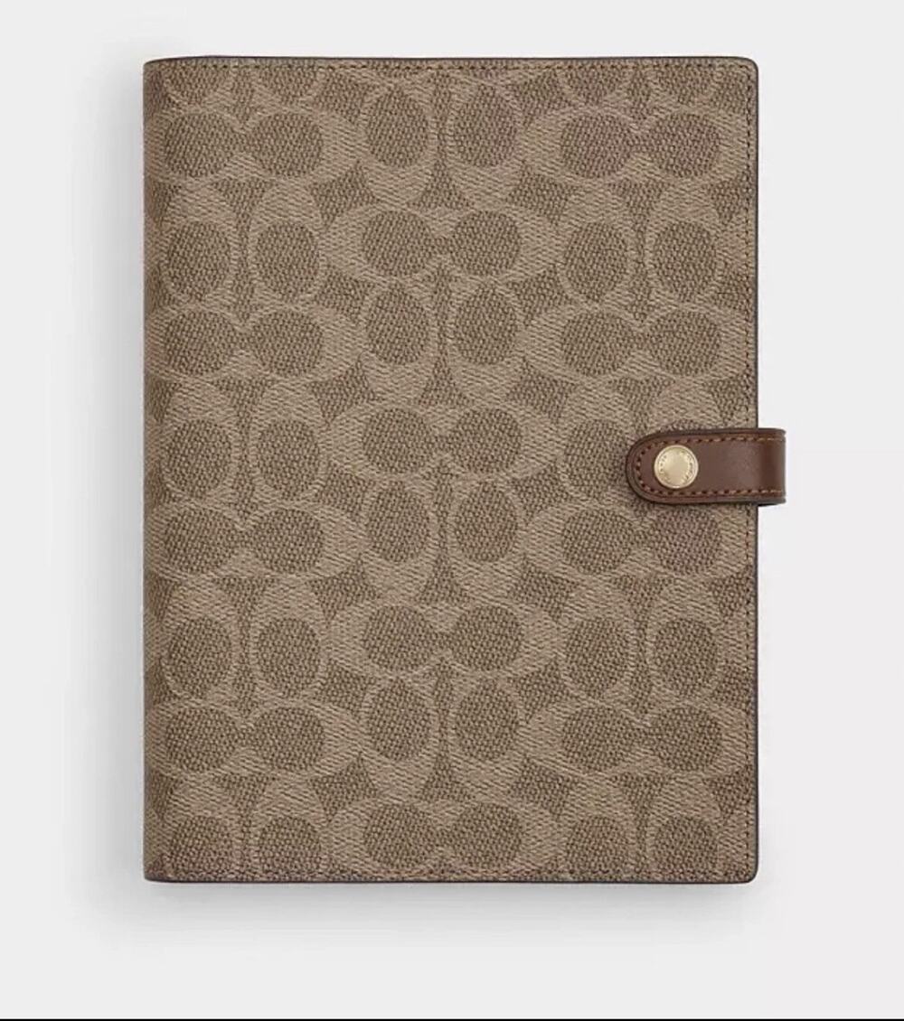Coach NWT Notebook Signature Canvas Tan/Brown Factory Sealed Back To School